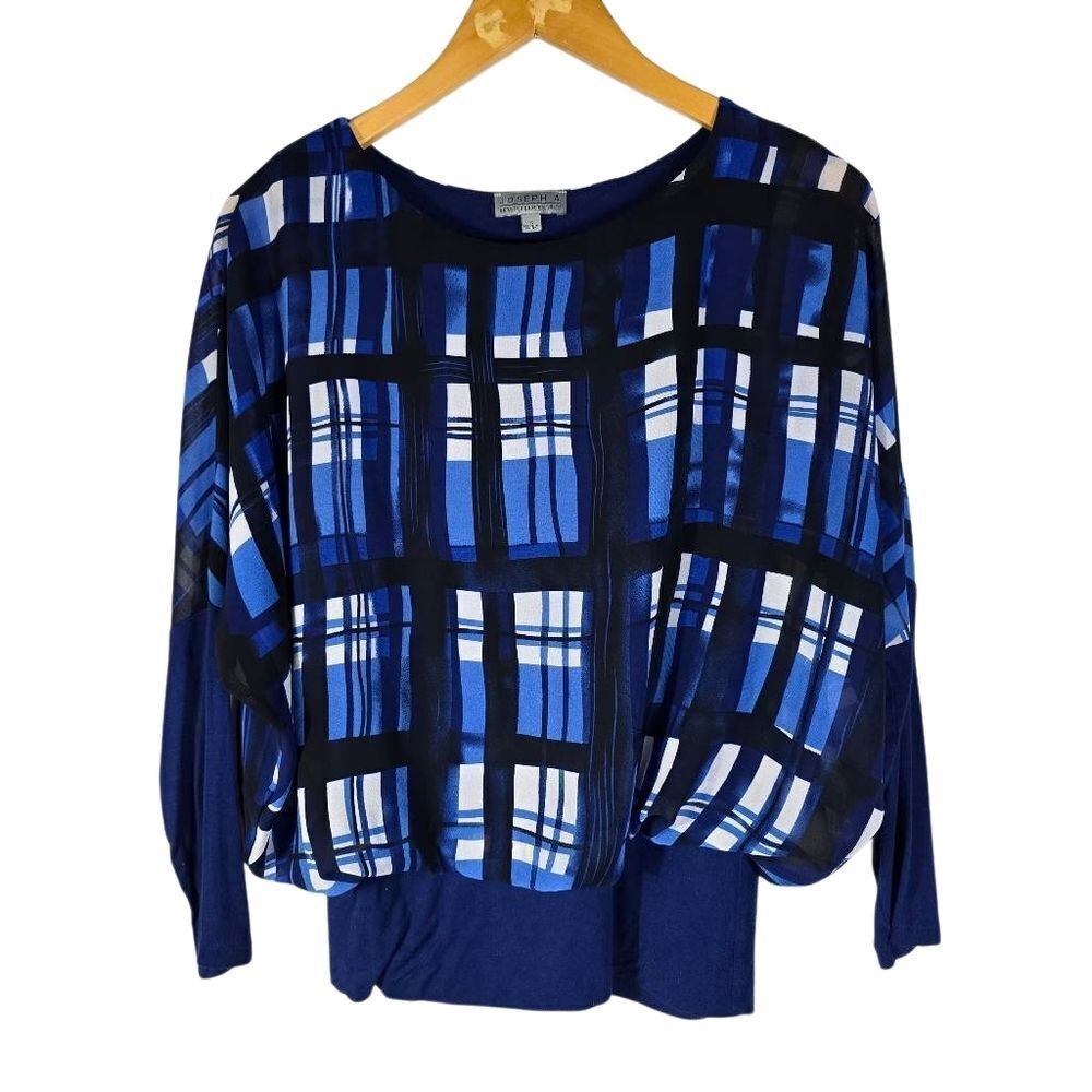 Blue and Black Plaid Blouse